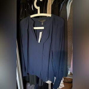 White House Black Market Officer Blue Blouse